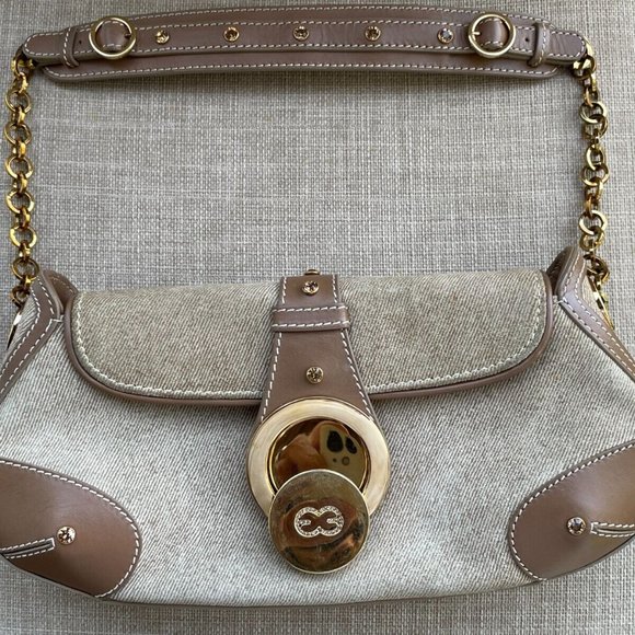 Escada Women Handbag Small Purse Bag Canvas/Leather Bag Handmade in Italy Authen - Picture 9 of 13